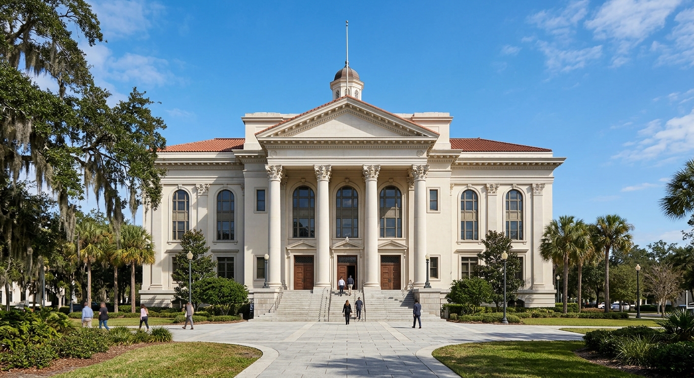 Florida courthouse exterior representing a legal challenge to a state ballot measure.