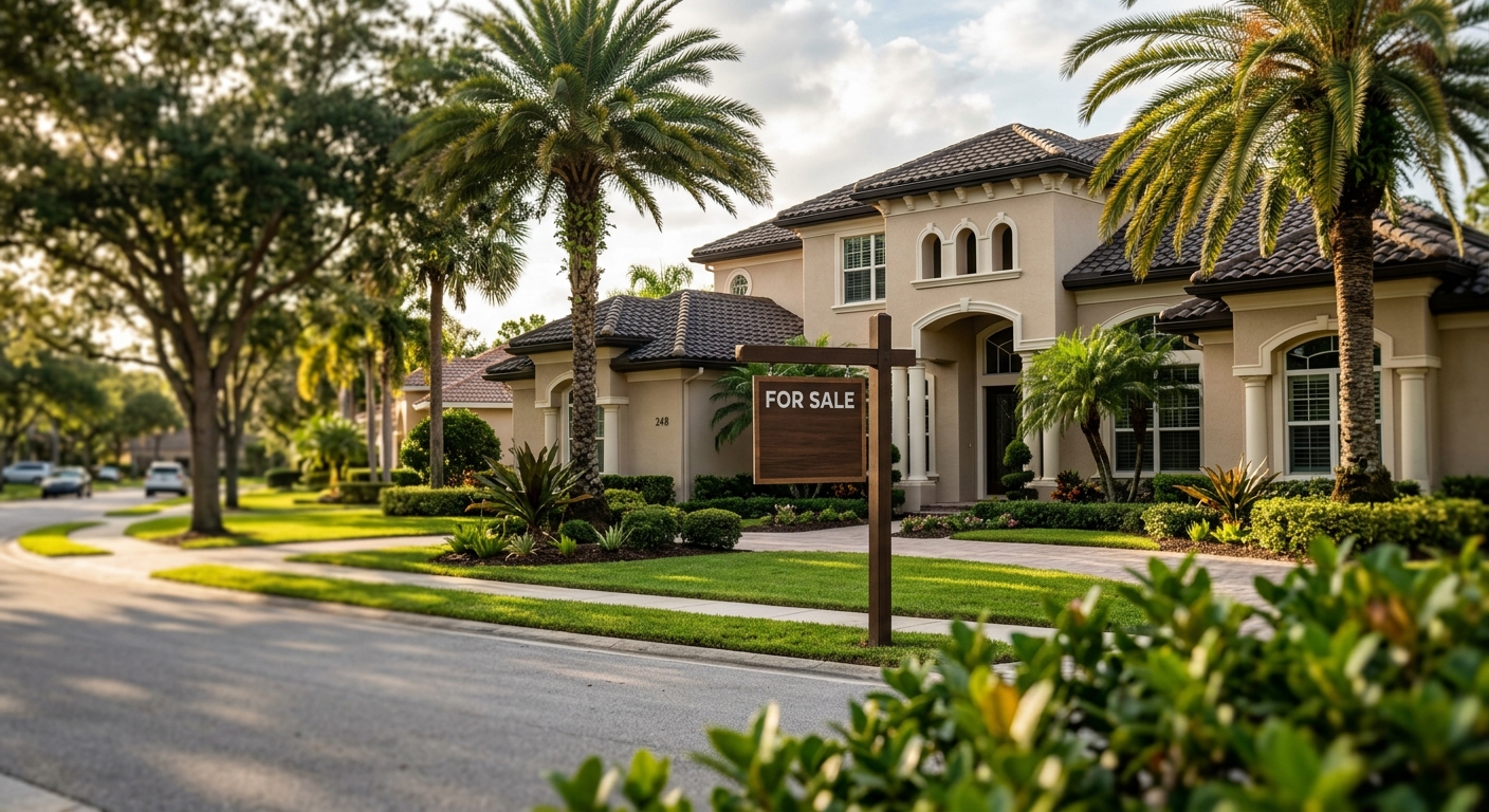 Upscale Florida home exterior representing international buyer demand in the U.S. housing market.