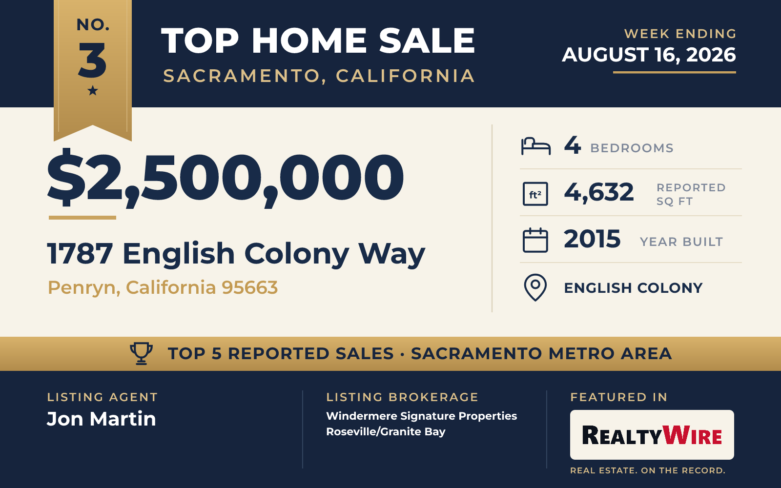 Top home sale No. 3 in the Cincinnati, Ohio metro area — 908 Rosewood Dr, Villa Hills, Kentucky, week ending August 16, 2026