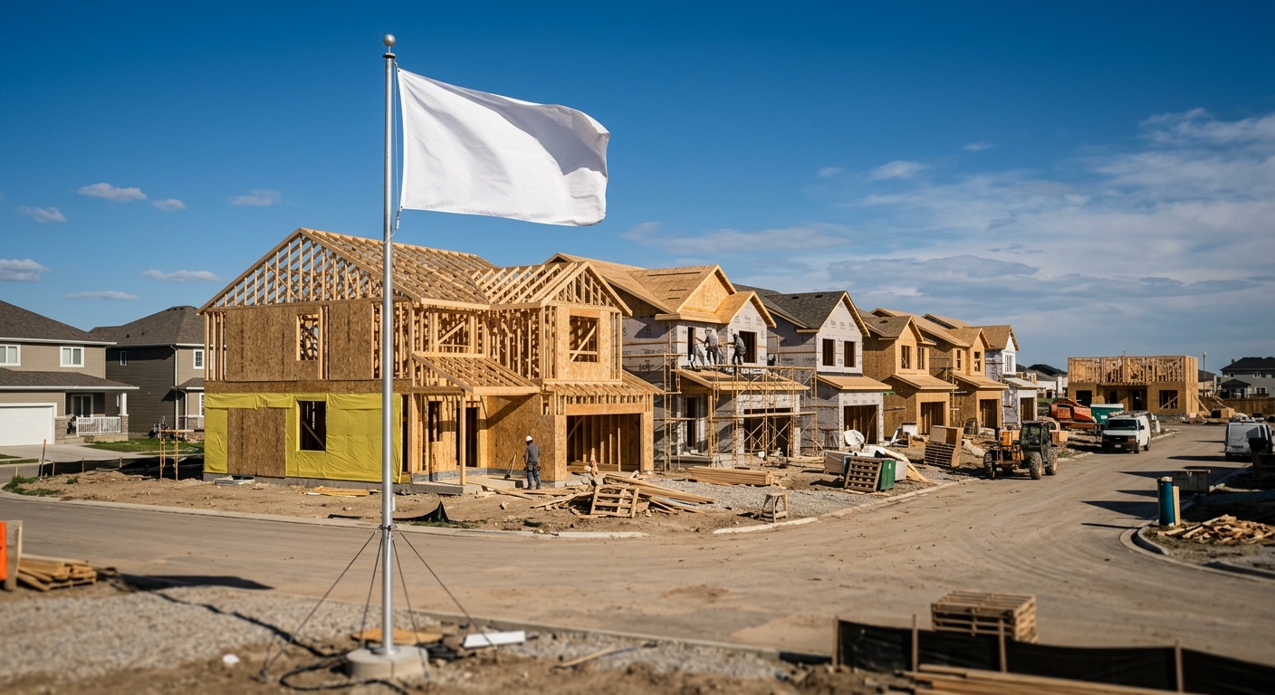 New single-family homes under construction in a suburban development.