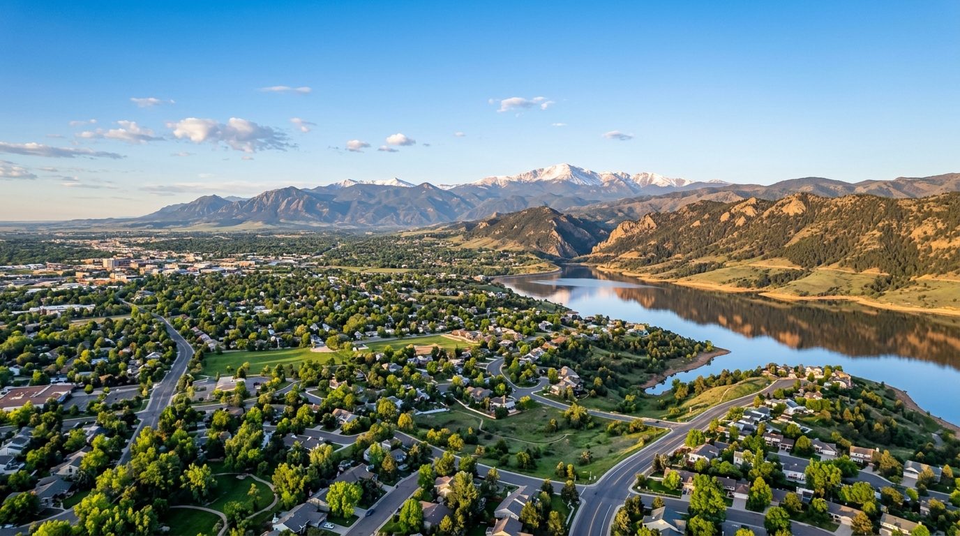 Fort Collins, CO — Fort Collins-Loveland at the base of the Rocky Mountain foothills, showing a mix of tree-lined residential