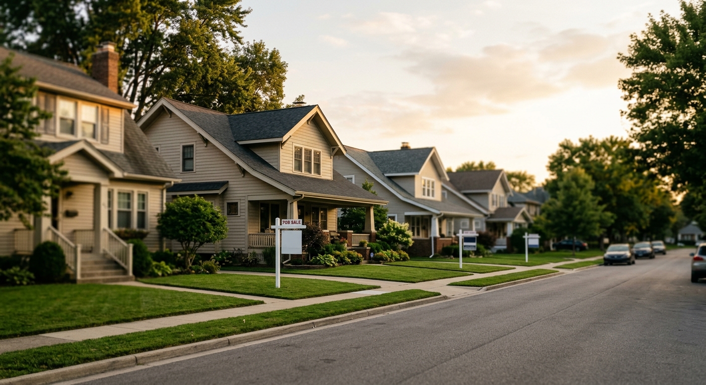 A row of suburban homes on a residential street, representing the summer home-selling market.
