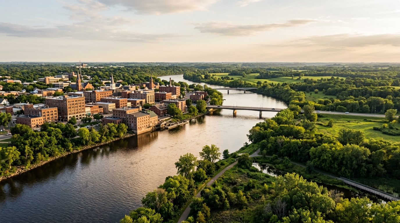 St. Cloud, MN — Landscape of the Mississippi River cutting through St