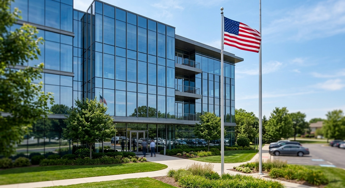 Exterior of a modern corporate office building representing the mortgage lending industry.