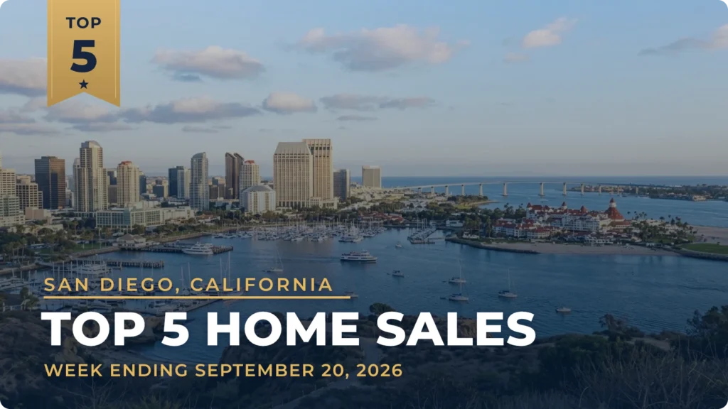 San Diego, California Metro Area Top 5 Home Sales: Coronado Village Bayfront Home Tops the Week at $14 Million
