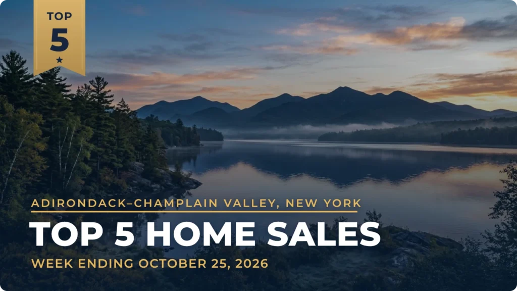 Adirondack–Champlain Valley, New York Top 5 Home Sales: Fawn Ridge Home in Lake Placid Leads at $1.8 Million