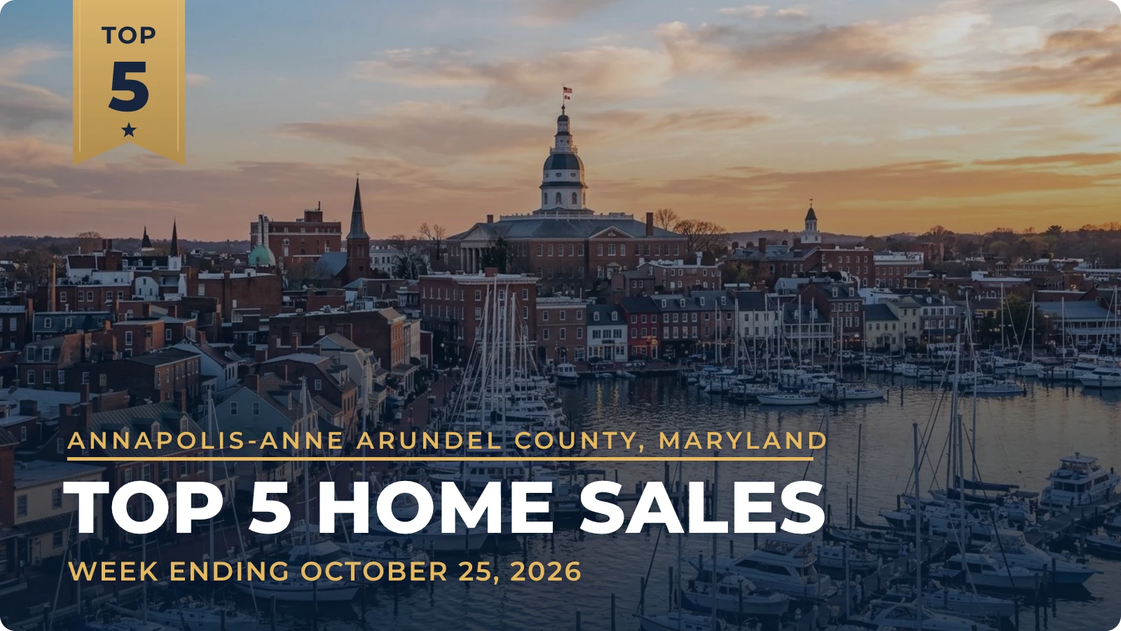 Annapolis-Anne Arundel County, Maryland Top 5 Home Sales — week ending October 25, 2026