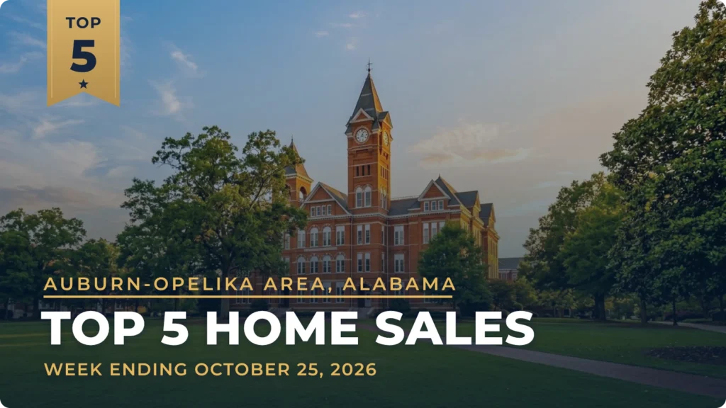 Auburn-Opelika Area, Alabama Top 5 Home Sales: A 19.6-Acre Sand Hill Acres Estate Tops the Week at $1.15 Million