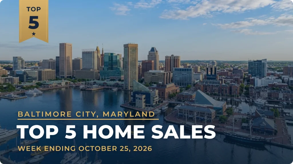 Baltimore City, Maryland Top 5 Home Sales: Federal Hill Historic District Townhouse Leads at $990,000