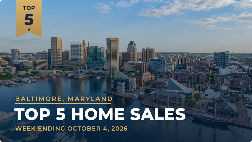 Baltimore, Maryland Metro Area Top 5 Home Sales: Woodbine Estate at $3.9 Million Leads Three Annapolis Waterfront Sales