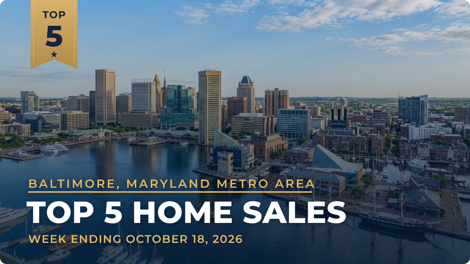Baltimore, Maryland Metro Area Top 5 Home Sales — week ending October 18, 2026