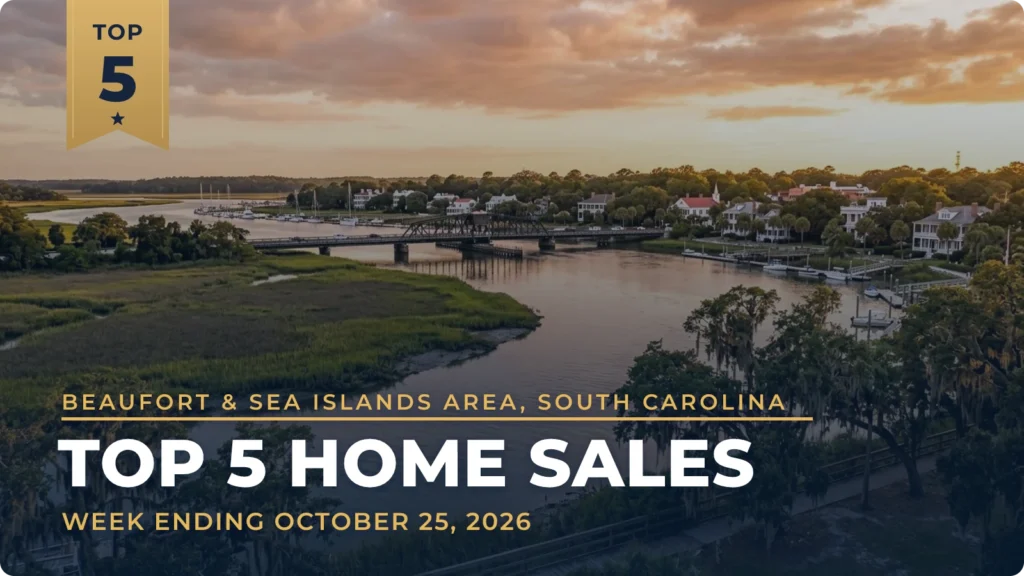 Beaufort & Sea Islands Area, South Carolina Top 5 Home Sales: Waterfront Home on Chowan Creek Bluff Leads at $855,000