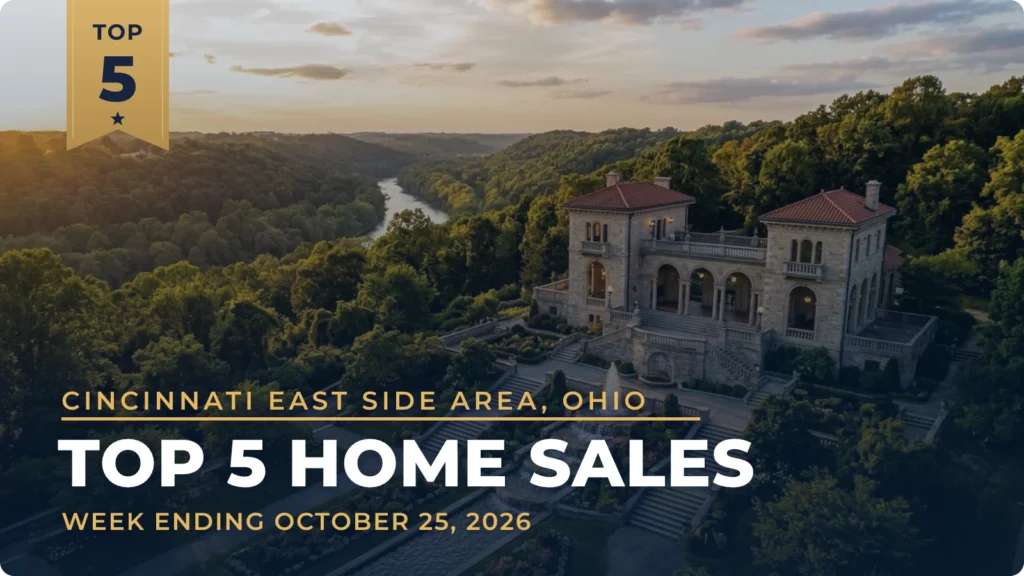 Cincinnati East Side Area, Ohio Top 5 Home Sales: Wooded Cincinnati Estate Leads at $2.5 Million