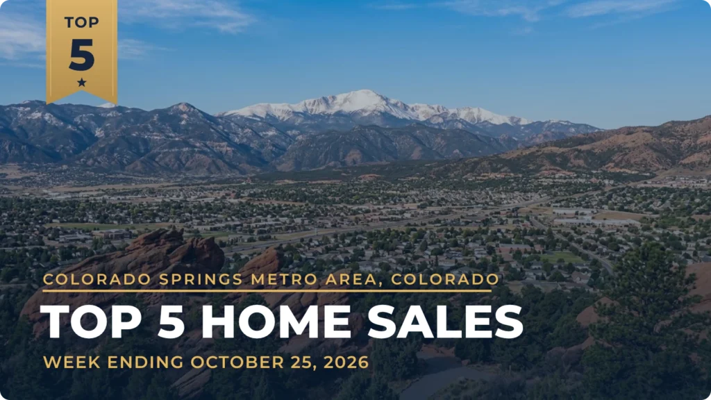 Colorado Springs Metro Area, Colorado Top 5 Home Sales: $1.9 Million Colorado Springs Acreage Leads a Week With Broadmoor and Monument Sales
