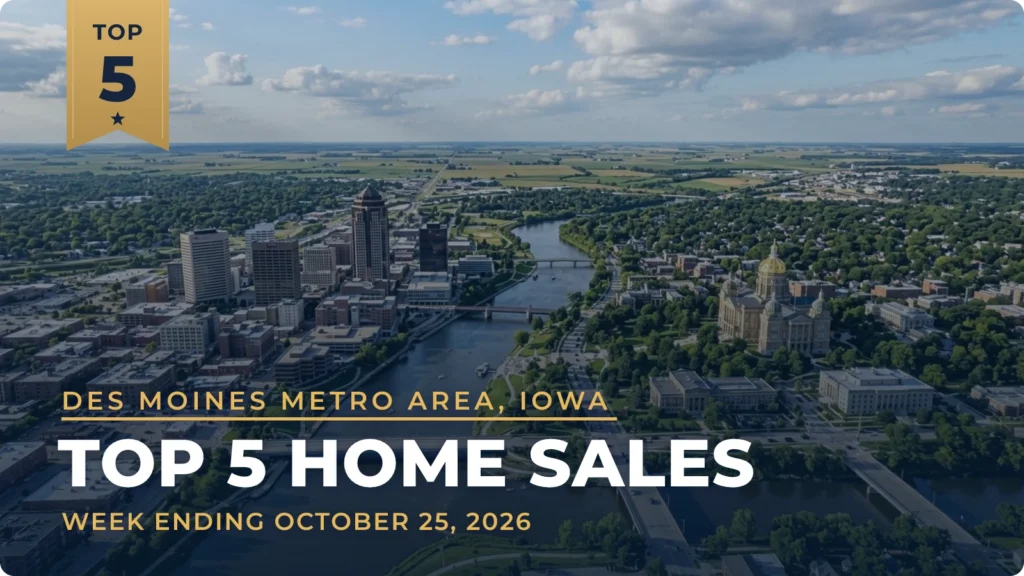 Des Moines Metro Area, Iowa Top 5 Home Sales: Panora Lakefront Home Leads at $1.7 Million