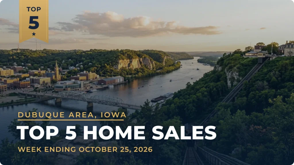 Dubuque Area, Iowa Top 5 Home Sales: Delhi Home on 10 Acres Leads at $1.45 Million