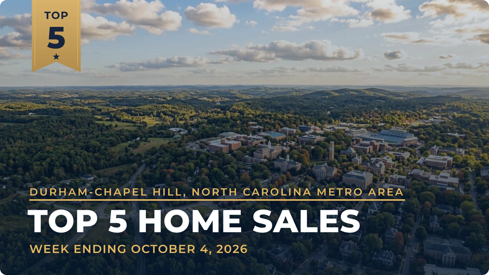 Durham-Chapel Hill, North Carolina Metro Area Top 5 Home Sales — week ending October 4, 2026