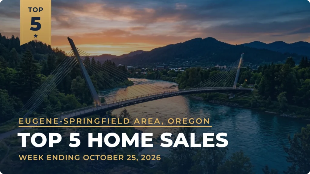 Eugene-Springfield Area, Oregon Top 5 Home Sales: Goodpasture Island Home Leads at $995,000