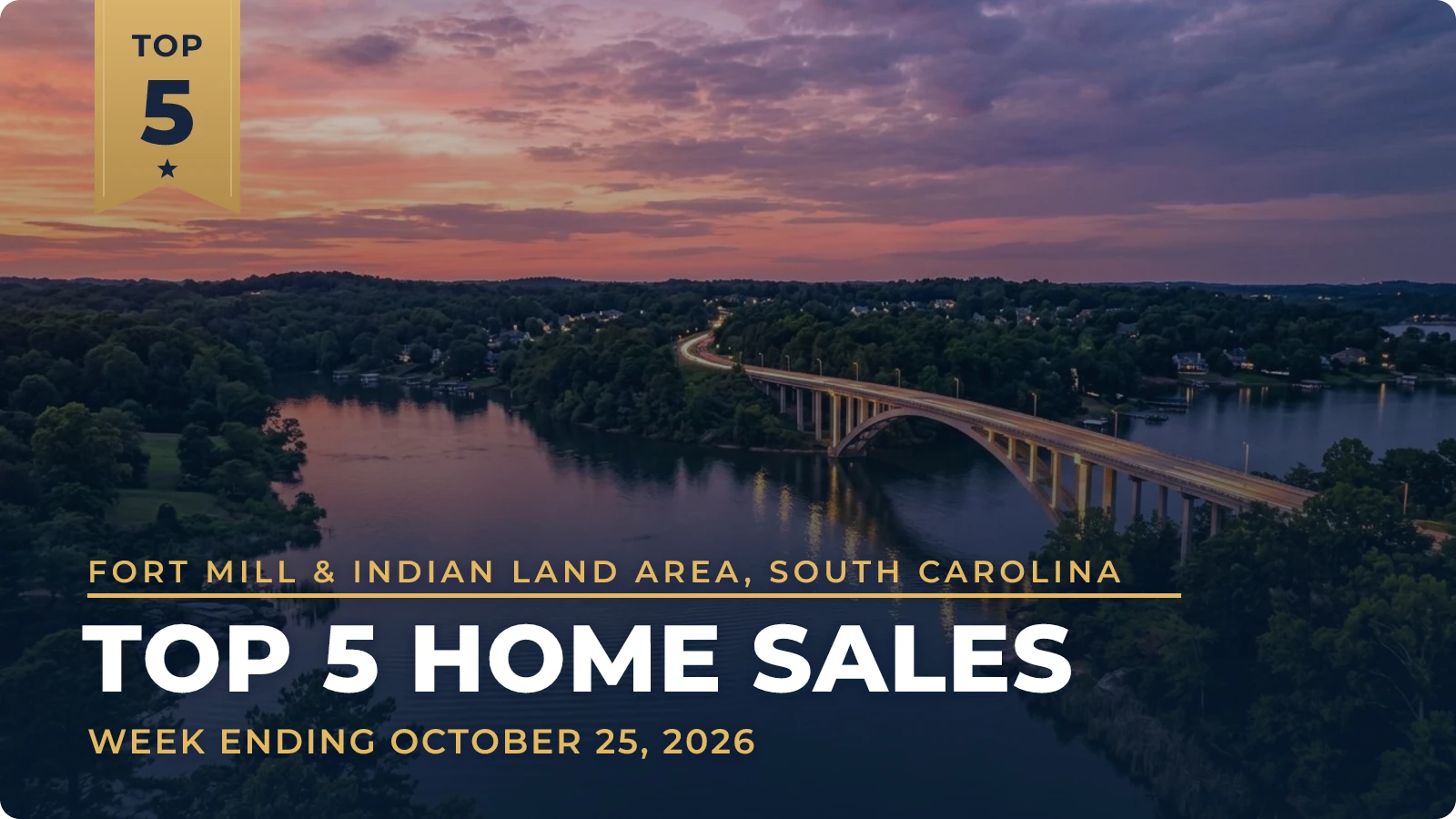 Fort Mill & Indian Land Area, South Carolina Top 5 Home Sales — week ending October 25, 2026