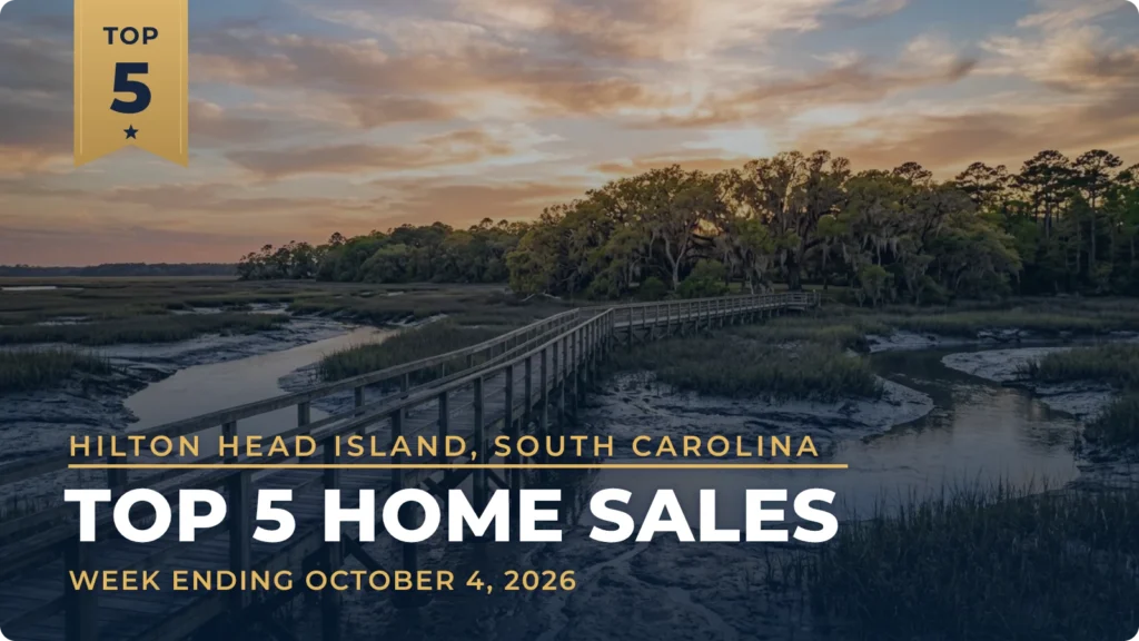 Hilton Head Island, South Carolina Metro Area Top 5 Home Sales: $7 Million Oceanfront Home on Hilton Head Island Leads the Week