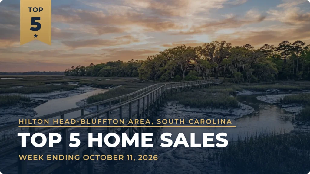 Hilton Head-Bluffton Area, South Carolina Top 5 Home Sales: New Hilton Head Island Harbor Home Leads at $3 Million