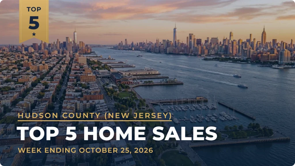 Hudson County (New Jersey) Top 5 Home Sales: A Hoboken Row House Leads at $3.1 Million