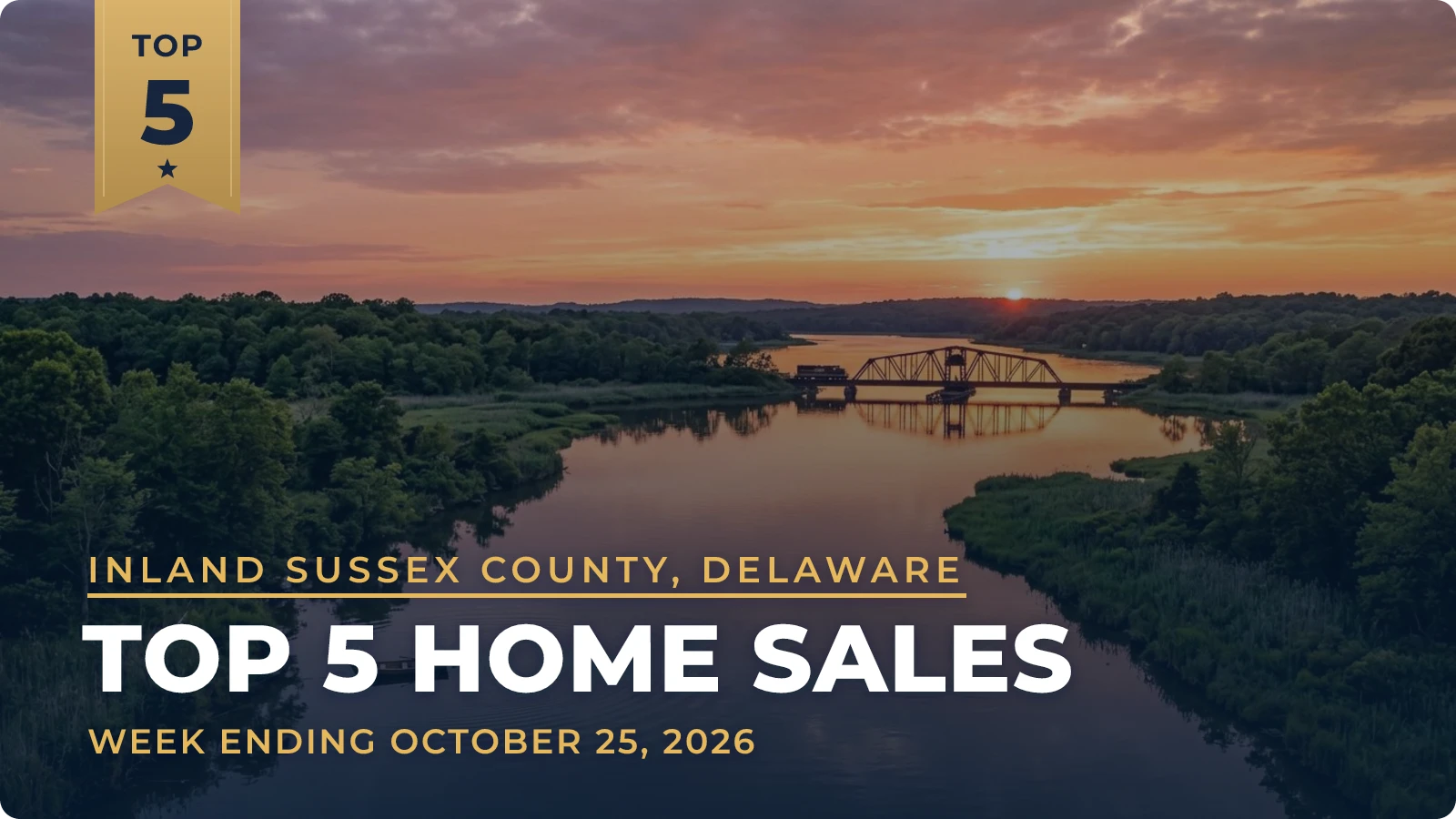 Inland Sussex County, Delaware Top 5 Home Sales — week ending October 25, 2026