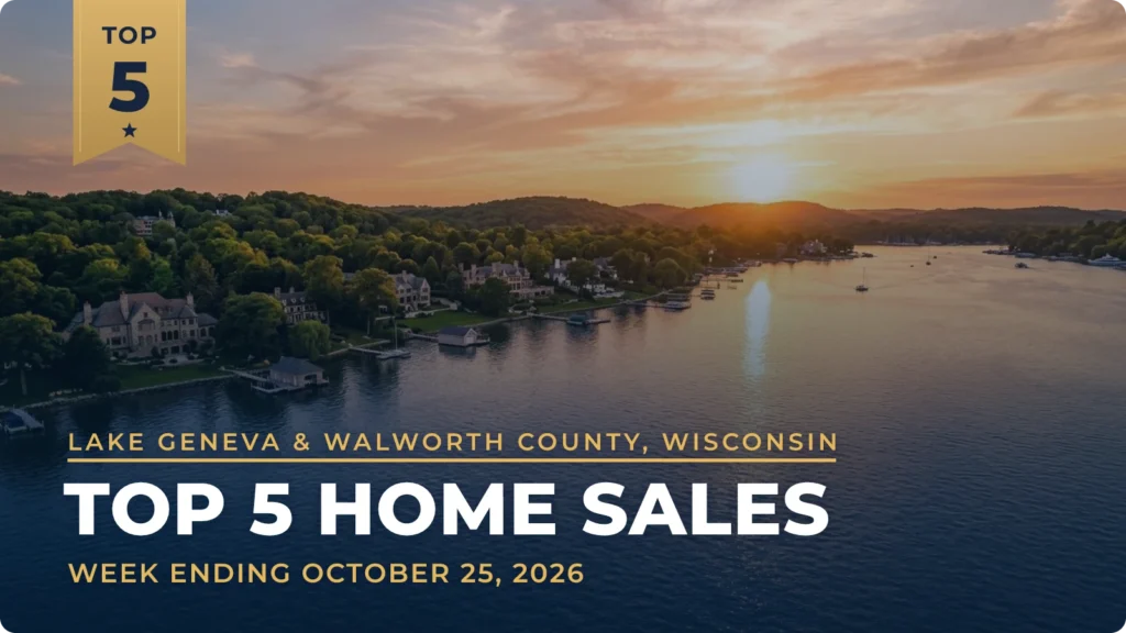 Lake Geneva & Walworth County, Wisconsin Top 5 Home Sales: Lake Homes in East Troy, Whitewater and Lake Geneva Lead the Week