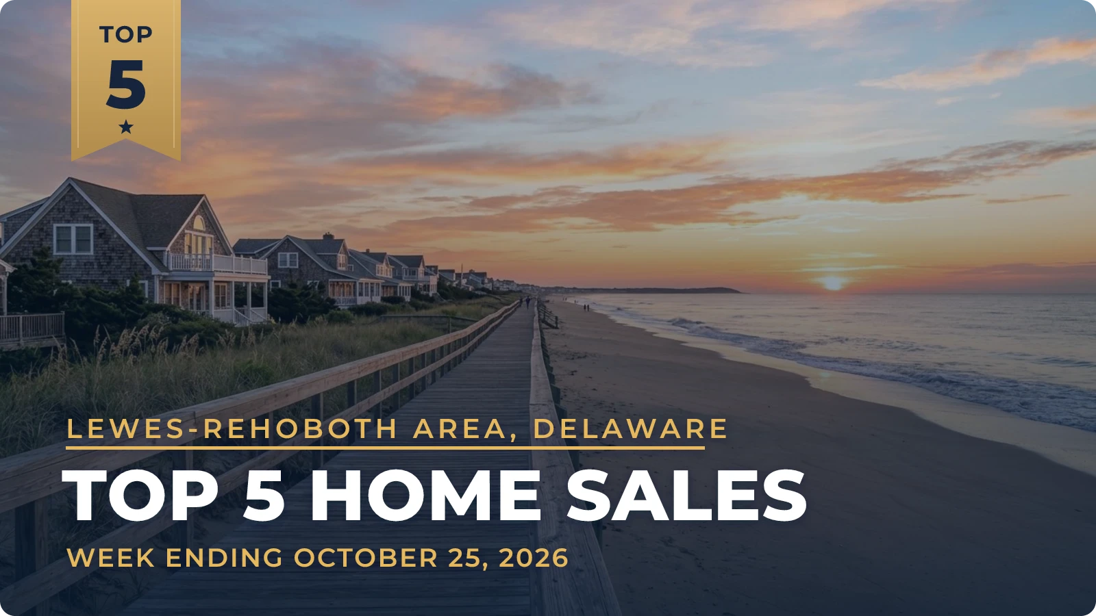 Lewes-Rehoboth Area, Delaware Top 5 Home Sales — week ending October 25, 2026