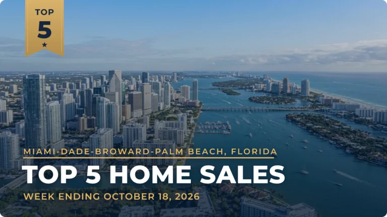Miami-Dade-Broward-Palm Beach, Florida Top 5 Home Sales: Miami Beach Waterfront Home Leads at $23.5 Million