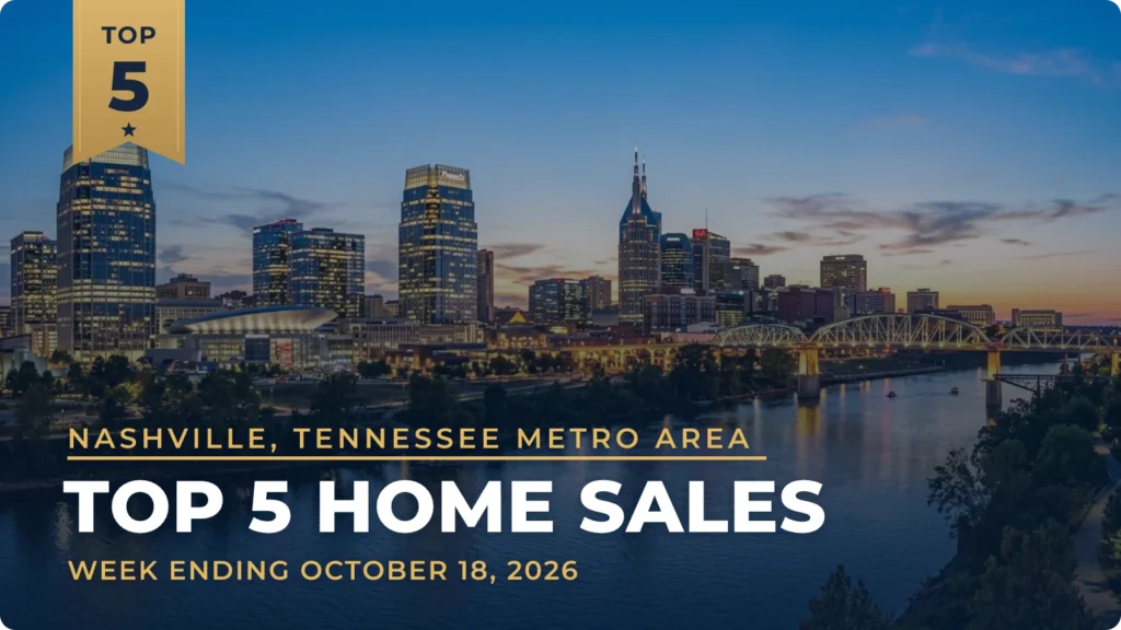 Nashville, Tennessee Metro Area Top 5 Home Sales: New Magnolia Hall Home in Franklin Leads at $6.2 Million