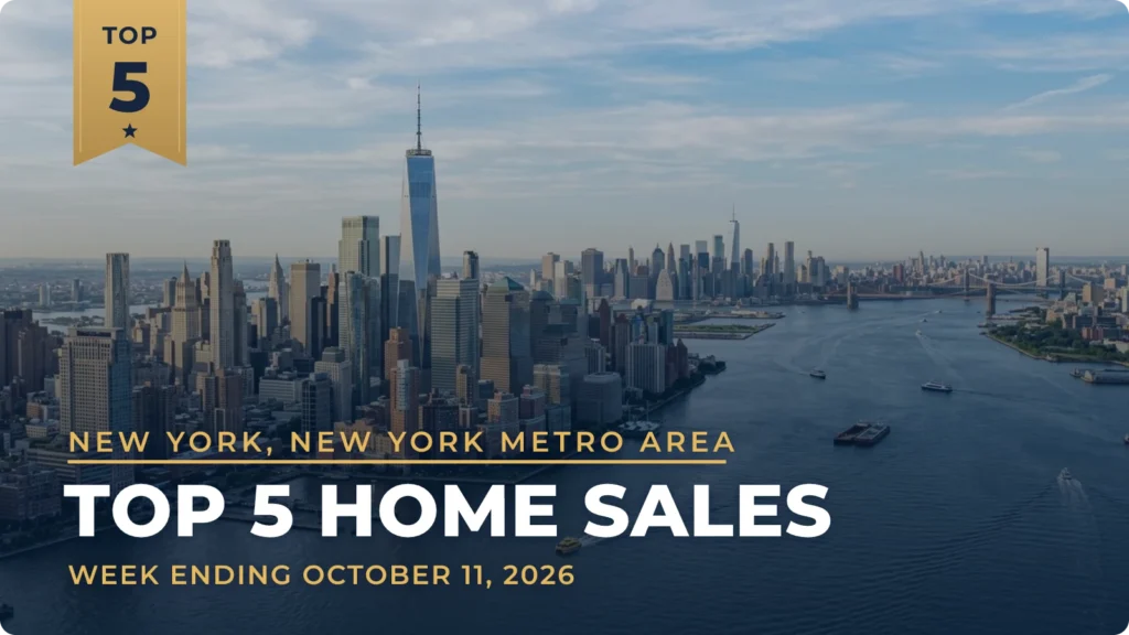 New York, New York Metro Area Top 5 Home Sales: Tribeca Penthouse Leads at $9.5 Million