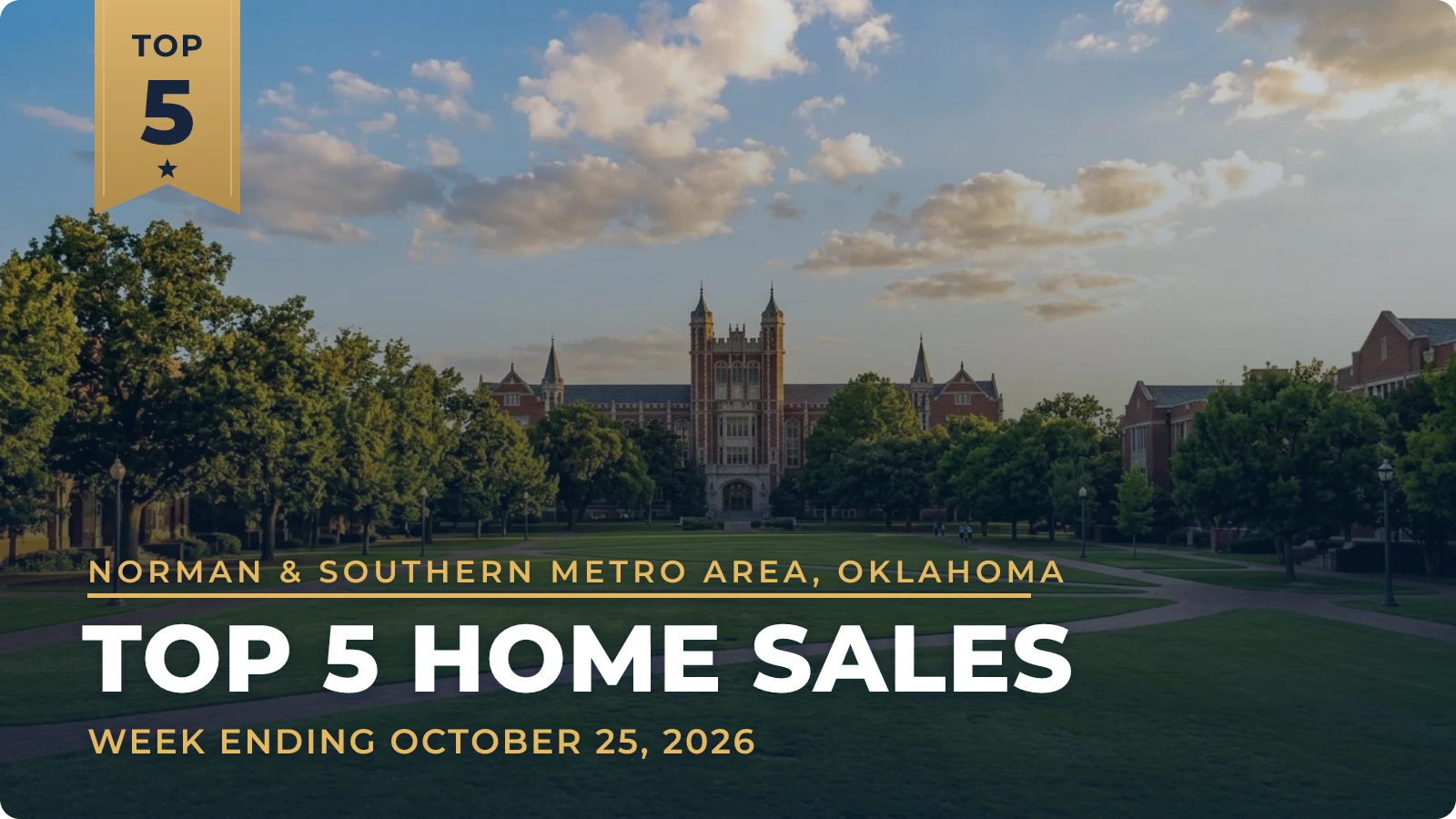 Norman & Southern Metro Area, Oklahoma Top 5 Home Sales — week ending October 25, 2026