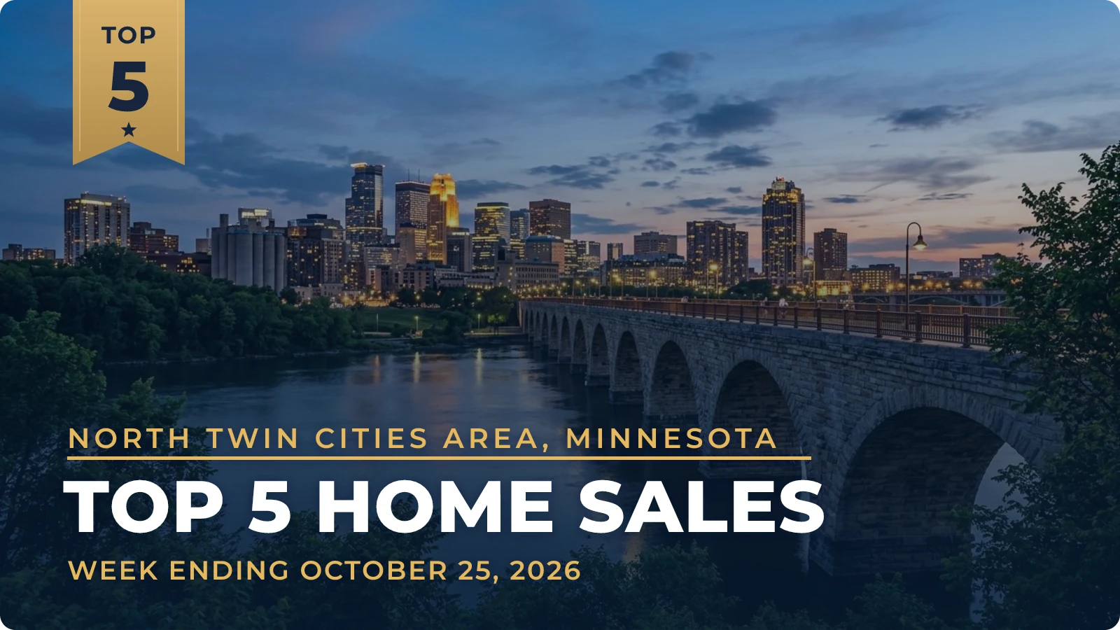 North Twin Cities Area, Minnesota Top 5 Home Sales — week ending October 25, 2026