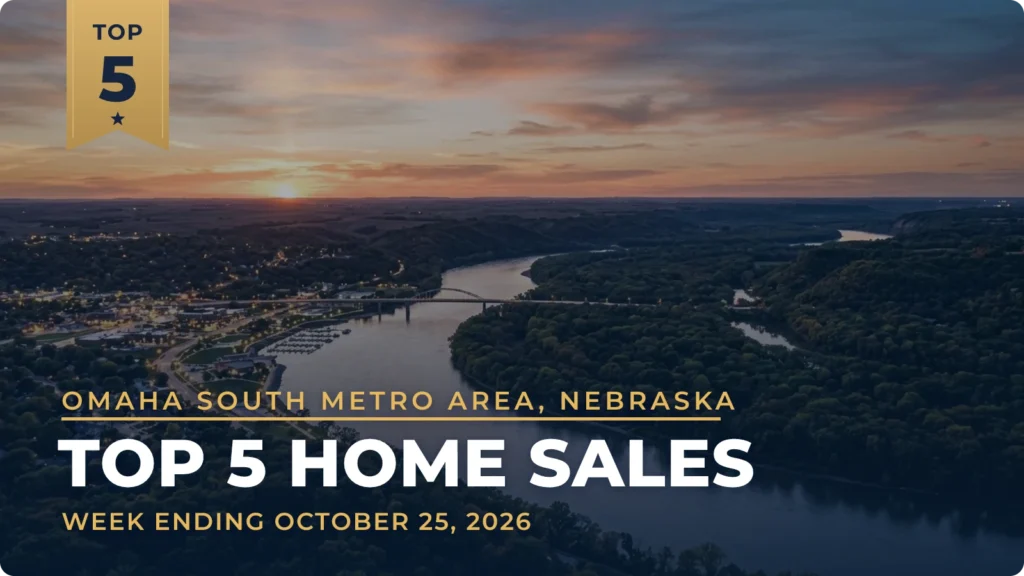 Omaha South Metro Area, Nebraska Top 5 Home Sales: A Covington Two-Story in Gretna Leads, With Acreages in Louisville and Avoca Close Behind