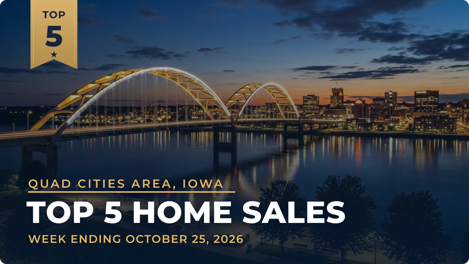 Quad Cities Area, Iowa Top 5 Home Sales — week ending October 25, 2026