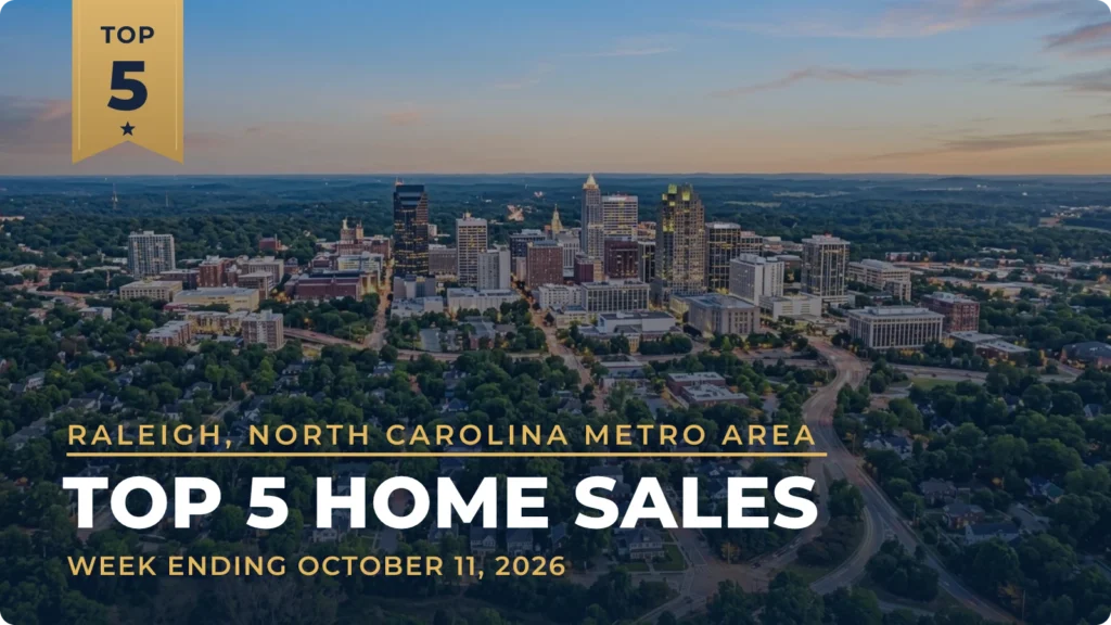 Raleigh, North Carolina Metro Area Top 5 Home Sales: Glenwood Home Leads at $3.45 Million