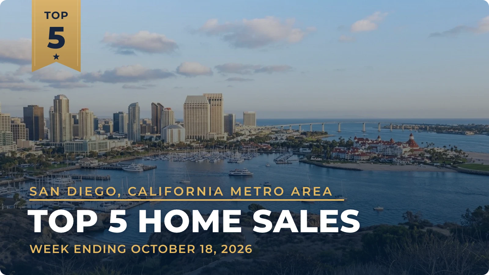 San Diego, California Metro Area Top 5 Home Sales — week ending October 18, 2026