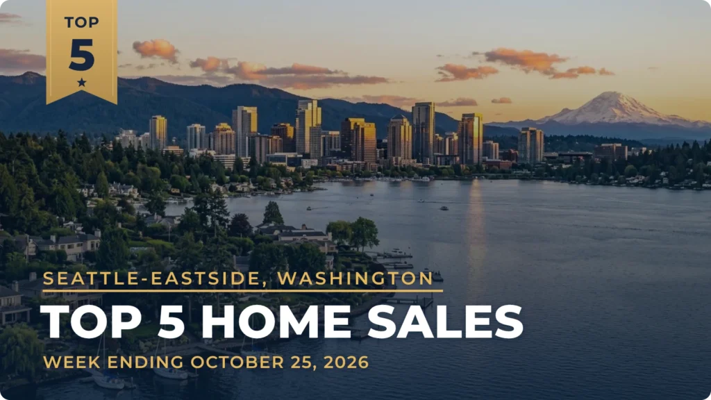 Seattle-Eastside, Washington Top 5 Home Sales: Broadmoor Home Leads a Week of Sales in Kirkland, Sammamish and Bellevue