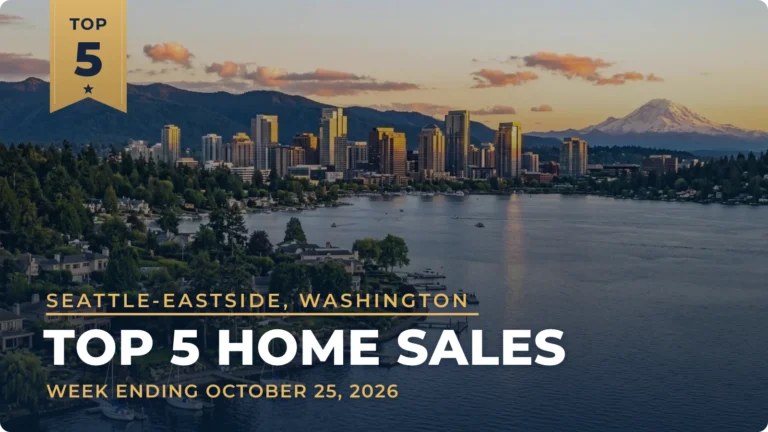 Seattle-Eastside, Washington Top 5 Home Sales: Broadmoor Home Leads a Week of Sales in Kirkland, Sammamish and Bellevue