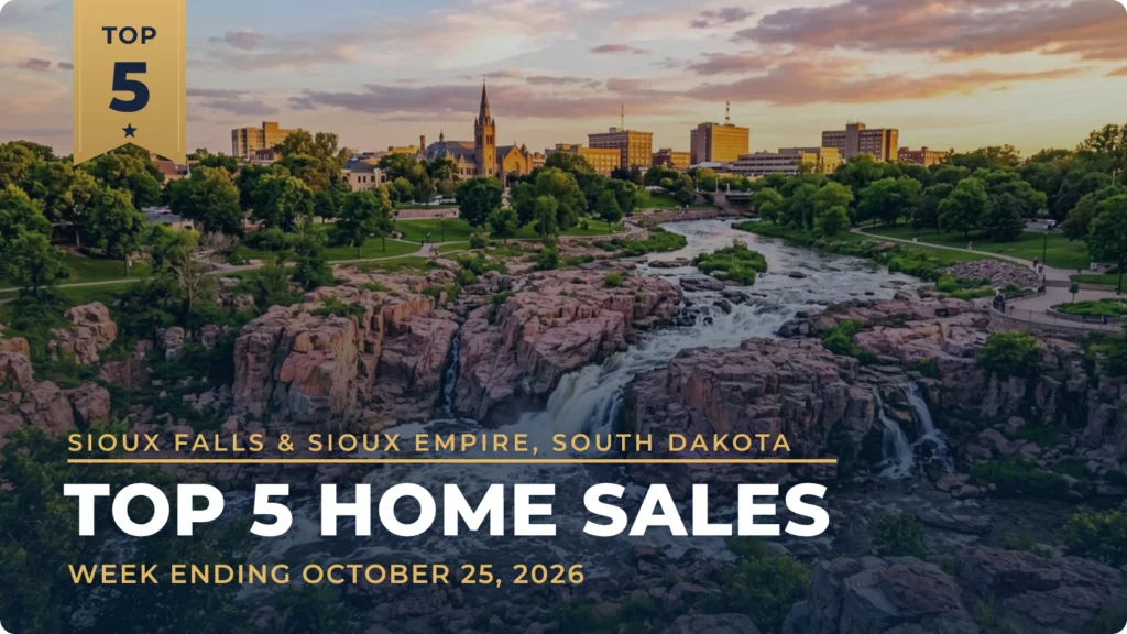 Sioux Falls & Sioux Empire, South Dakota Top 5 Home Sales: $1.4 Million Sioux Falls Sale Leads a Week That Reached Baltic and Brandon