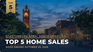 Spartanburg Area, South Carolina Top 5 Home Sales: Carolina Country Club Golf Course Home Leads at $1.2 Million