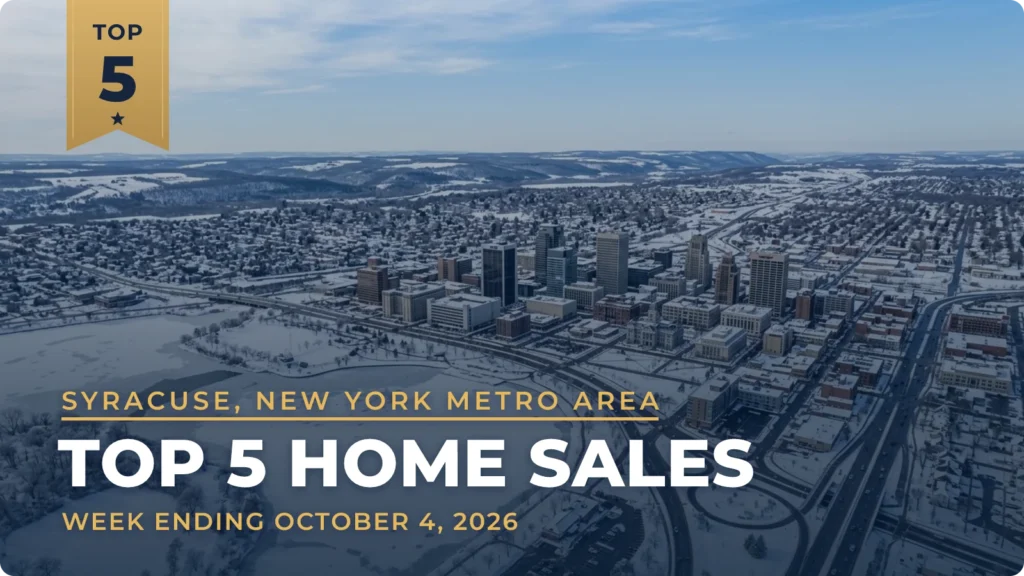 Syracuse, New York Metro Area Top 5 Home Sales: Skaneateles Leads the Week at $1.1 Million