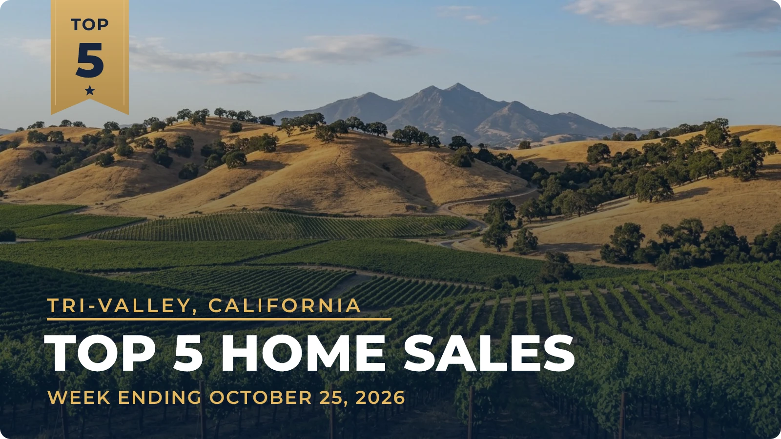Tri-Valley, California Top 5 Home Sales — week ending October 25, 2026